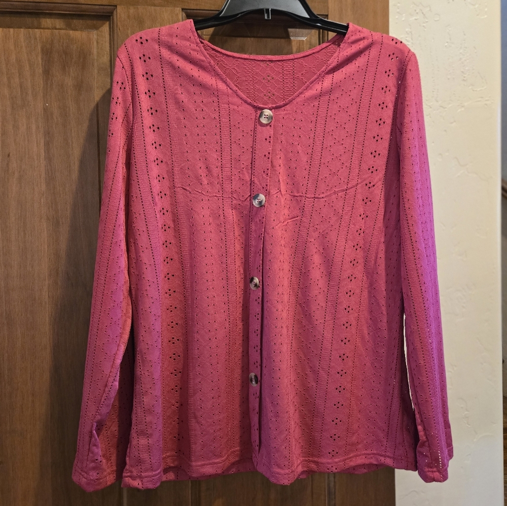 Button front eyelet blouse